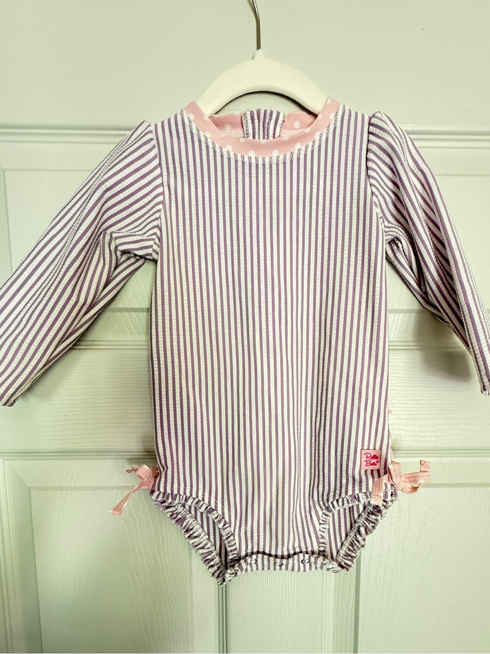Ruffle Butts Striped Long-Sleeve Baby One-Piece - 18-24 months